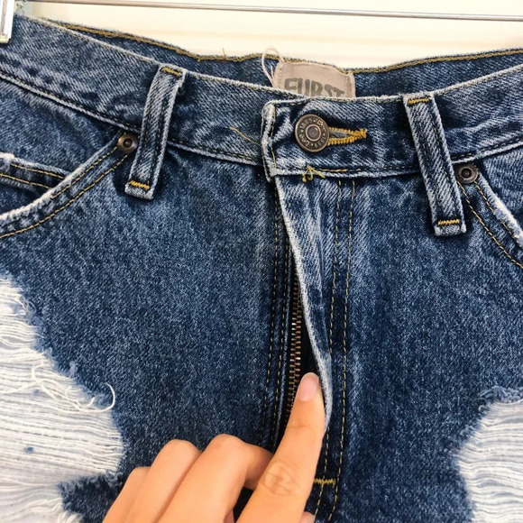 Furst Of A Kind Upcycled Distressed Denim Short 32 - Picture 4 of 9